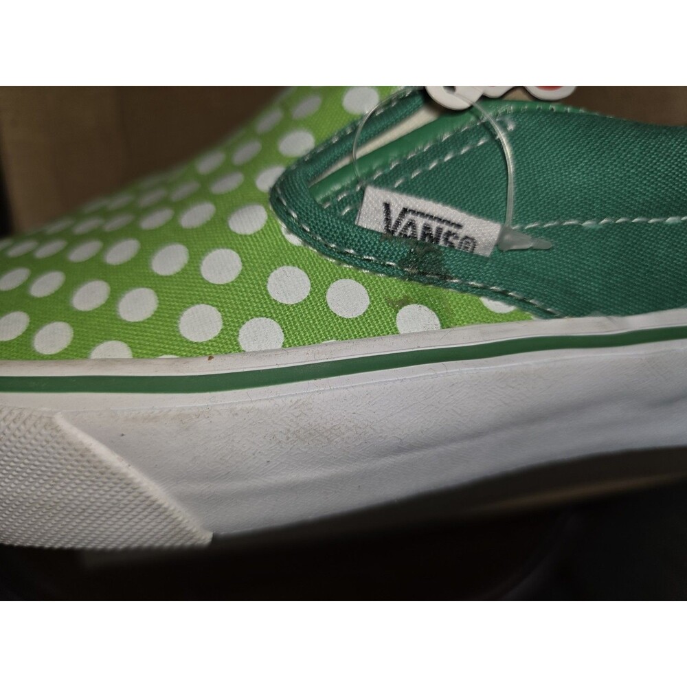 Vans Classic Slip On Polka Dot Lime Green White Womens 8 Mens 6.5 NWOB - Picture 5 of 9